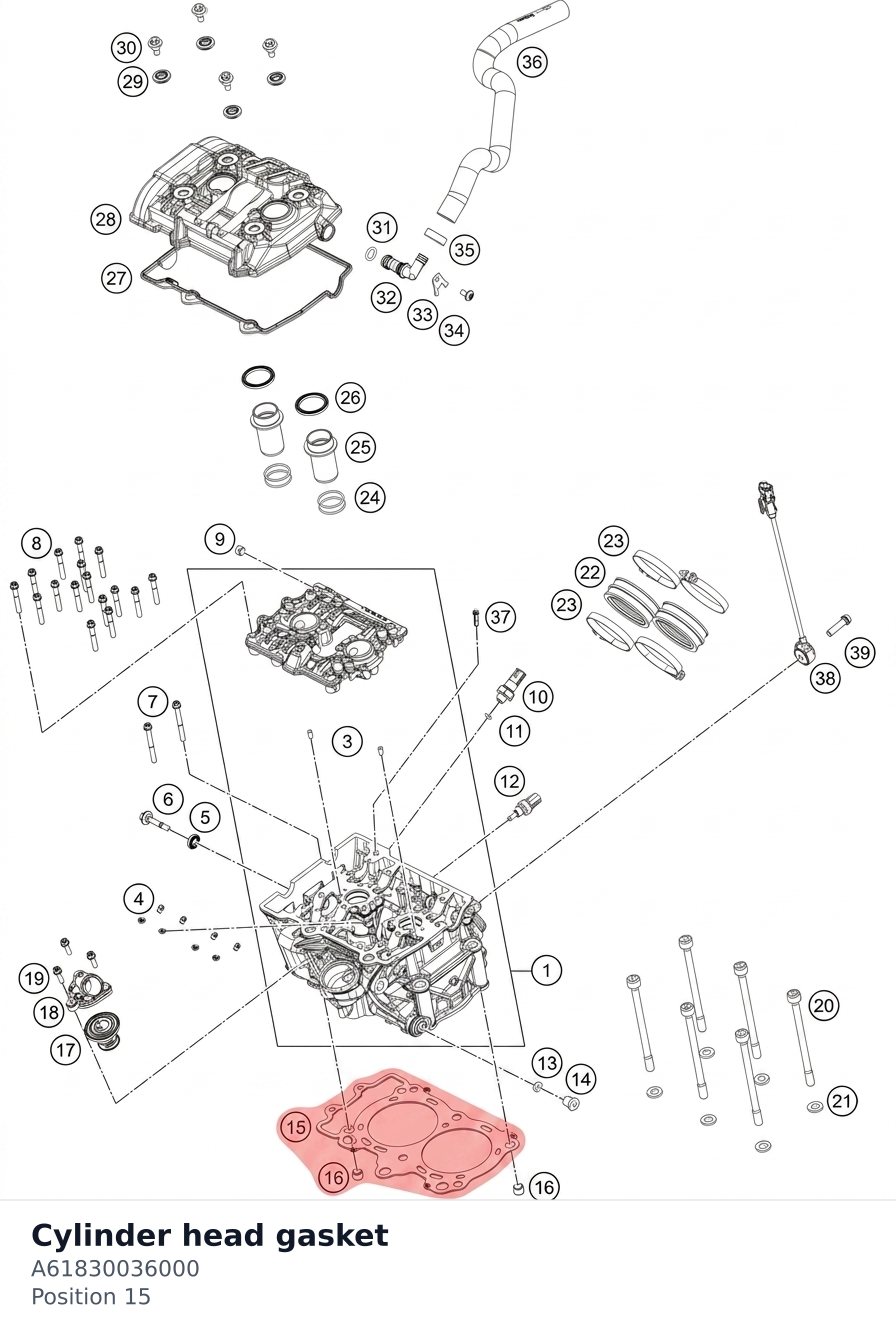 Diagram preview: Cylinder head gasket (A61830036000)