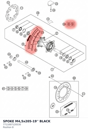Diagram preview: SPOKE M4,5x205-19'' BLACK (7711007120530)