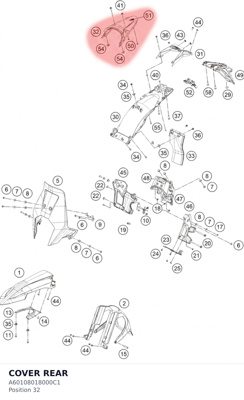 Diagram preview: COVER REAR (A60108018000C1)