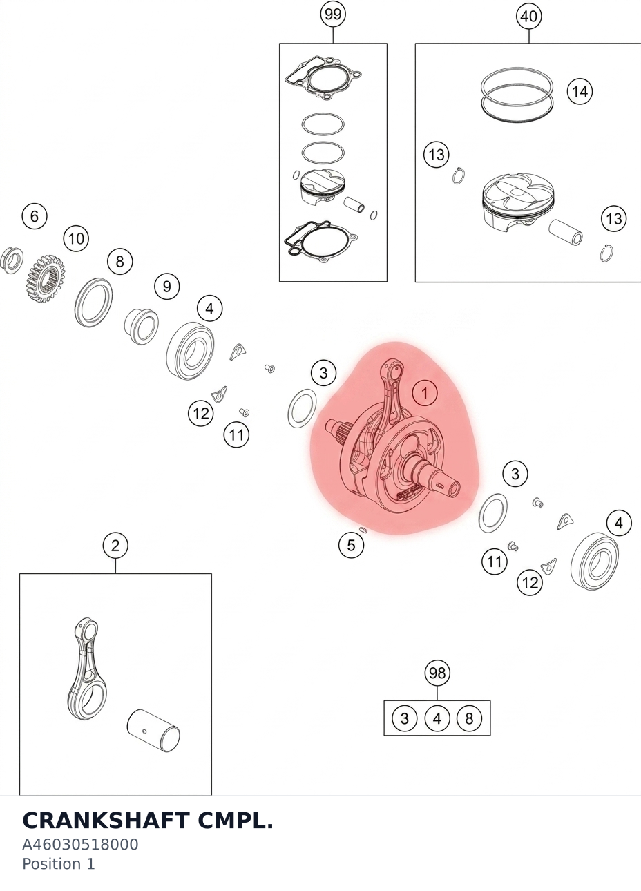 Diagram preview: CRANKSHAFT CMPL. (A46030518000)
