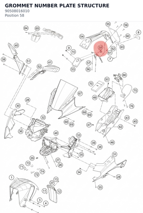 Diagram preview: GROMMET NUMBER PLATE STRUCTURE (90508016010)