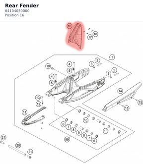 Diagram preview: Rear Fender (64104050000)