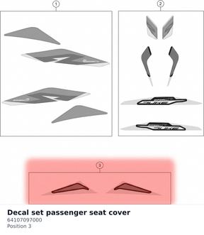 Diagram preview: Decal set passenger seat cover (64107097000)