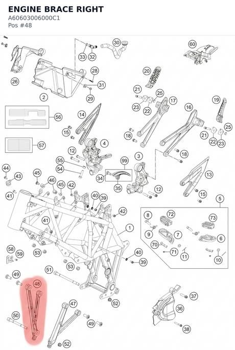 Diagram preview: ENGINE BRACE RIGHT (A60603006000C1)
