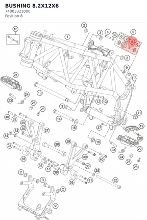 Diagram preview: BUSHING 8.2X12X6 (74003021000)