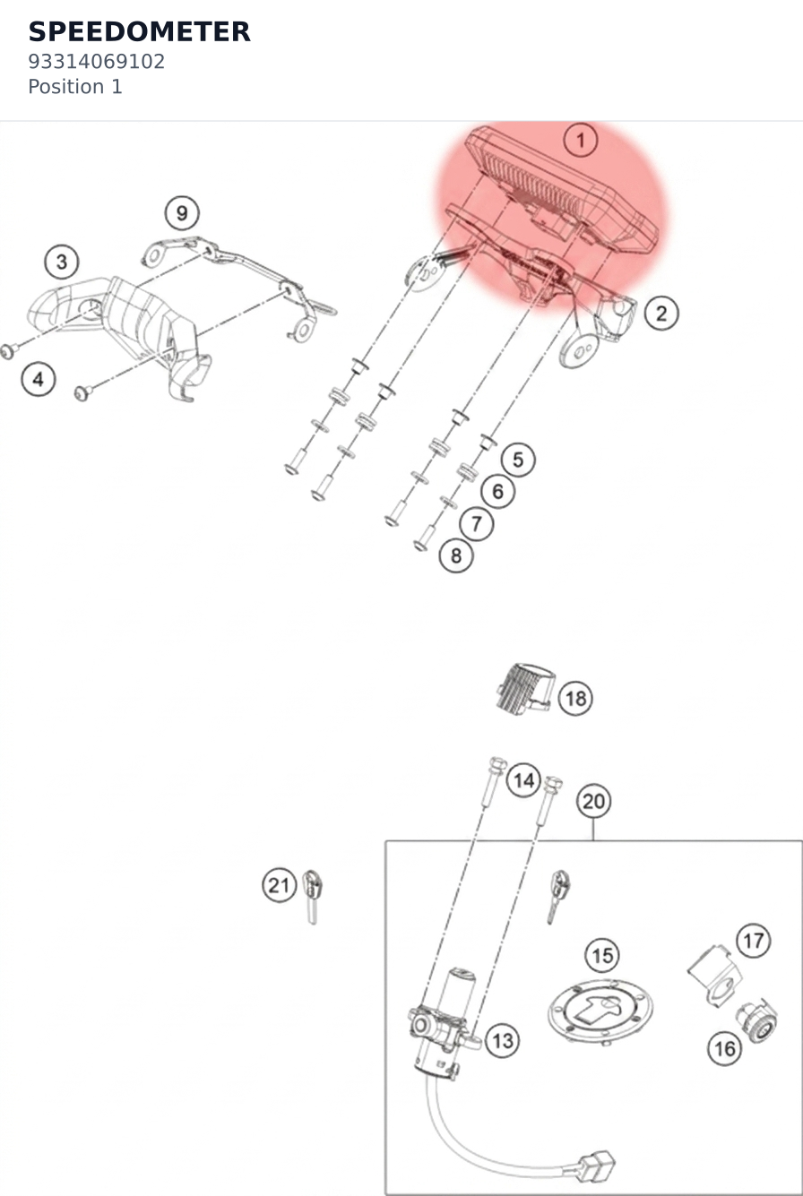 Diagram preview: SPEEDOMETER (93314069102)