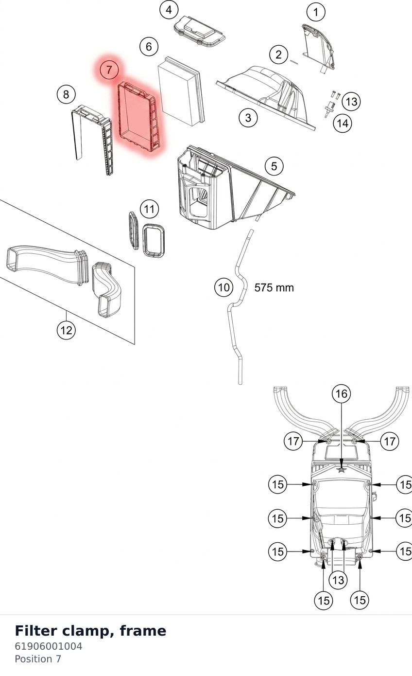 Diagram preview: Filter clamp, frame (61906001004)