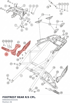 Diagram preview: FOOTREST REAR R/S CPL. (6900305103333S)