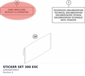 Diagram preview: STICKER SET 300 EXC (A49008078003)