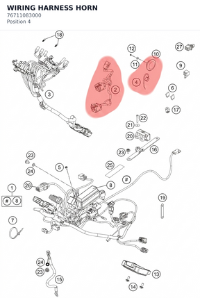 Diagram preview: WIRING HARNESS HORN (76711083000)