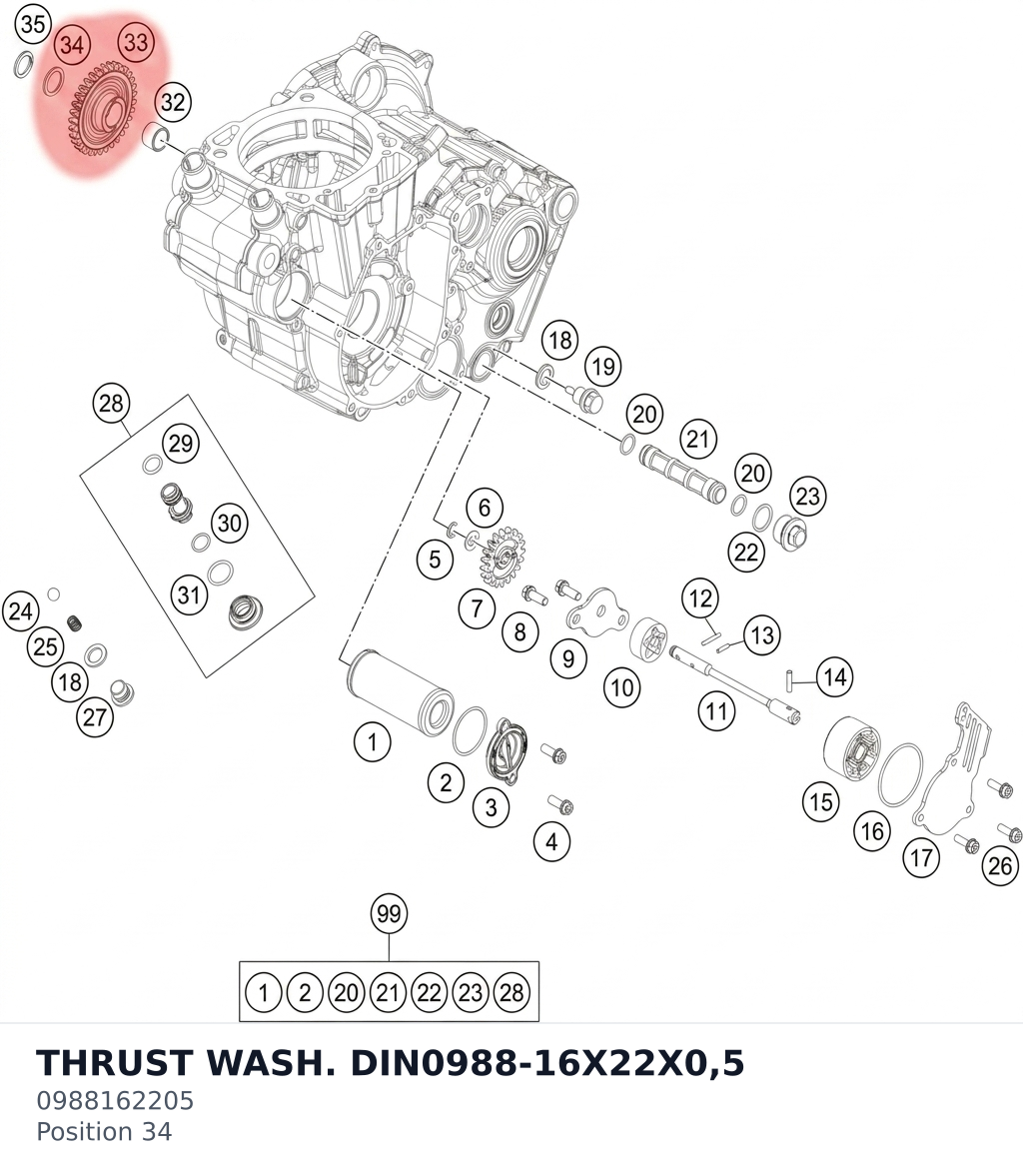 Diagram preview: THRUST WASH. DIN0988-16X22X0,5 (0988162205)