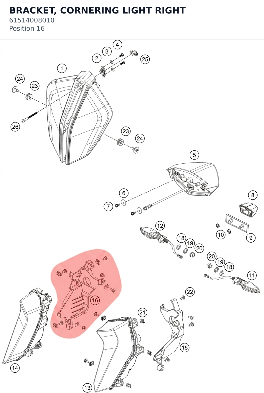 Diagram preview: BRACKET, CORNERING LIGHT RIGHT (61514008010)