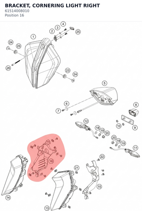 Diagram preview: BRACKET, CORNERING LIGHT RIGHT (61514008010)