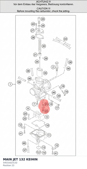 Diagram preview: MAIN JET 132 KEIHIN (54531623132)