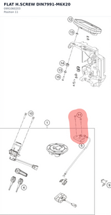Diagram preview: FLAT H.SCREW DIN7991-M6X20 (0991060203)