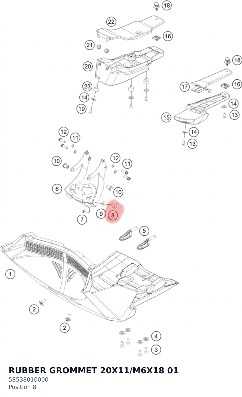 Diagram preview: RUBBER GROMMET 20X11/M6X18 01 (58538010000)