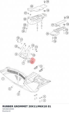 Diagram preview: RUBBER GROMMET 20X11/M6X18 01 (58538010000)