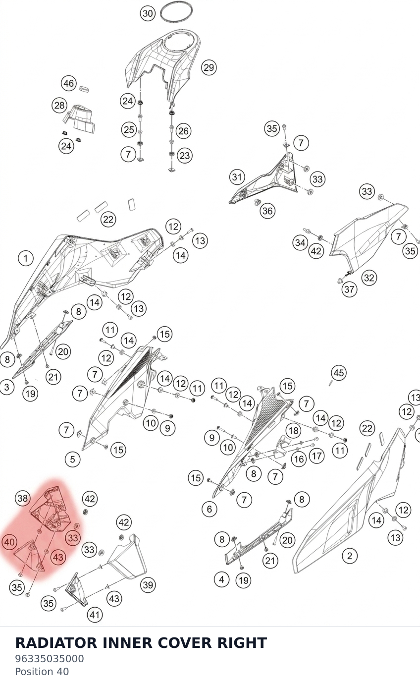 Diagram preview: RADIATOR INNER COVER RIGHT (96335035000)