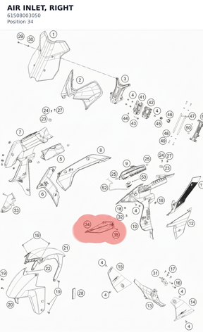 Diagram preview: AIR INLET, RIGHT (61508003050)