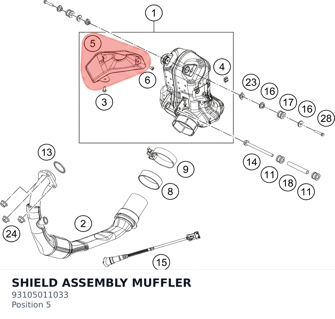 Diagram preview: SHIELD ASSEMBLY MUFFLER (93105011033)