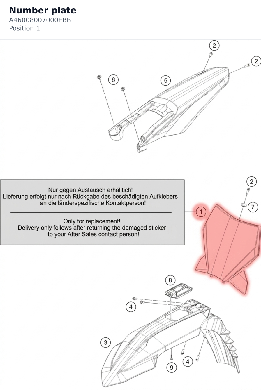 Diagram preview: Number plate (A46008007000EBB)
