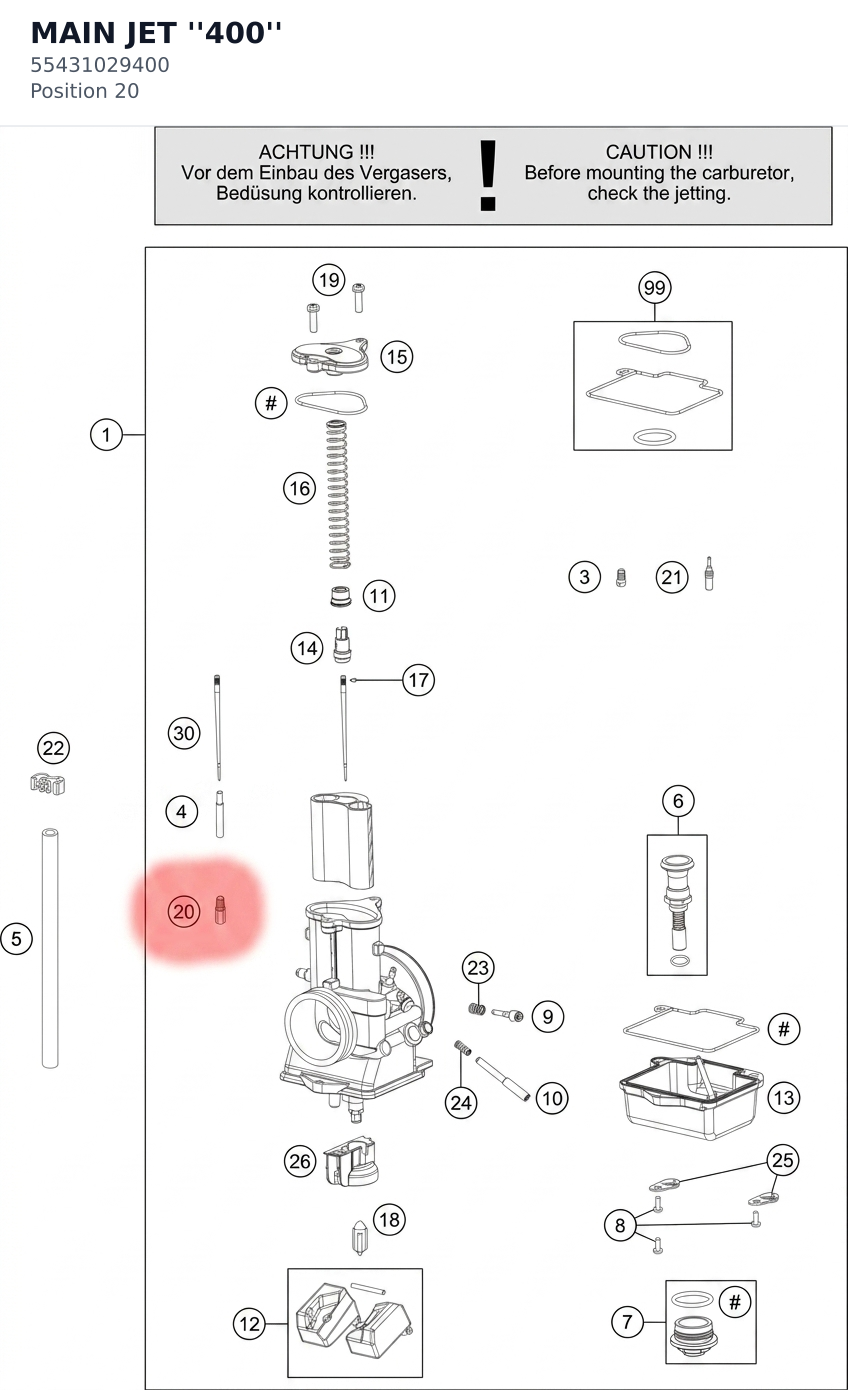 Diagram preview: MAIN JET ''400'' (55431029400)