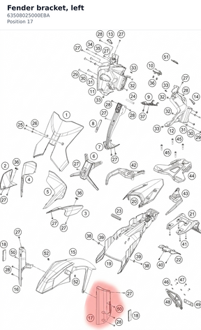 Diagram preview: Fender bracket, left (63508025000EBA)