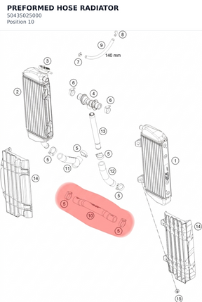 Diagram preview: PREFORMED HOSE RADIATOR (50435025000)