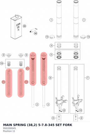 Diagram preview: MAIN SPRING (38,2) 5-7.8-345 SET FORK (95020004S)