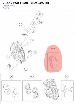 Diagram preview: BRAKE PAD FRONT BRM 10A HH (76113030000)