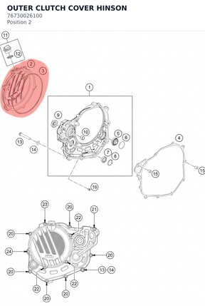 Diagram preview: OUTER CLUTCH COVER HINSON (76730026100)