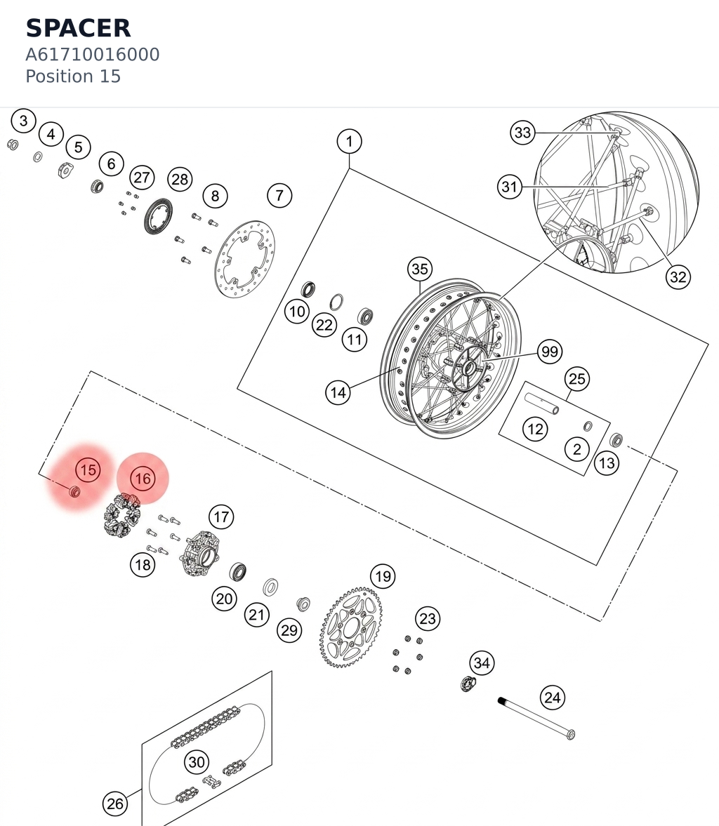 Diagram preview: SPACER (A61710016000)