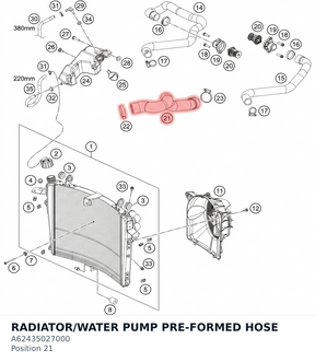 Diagram preview: RADIATOR/WATER PUMP PRE-FORMED HOSE (A62435027000)