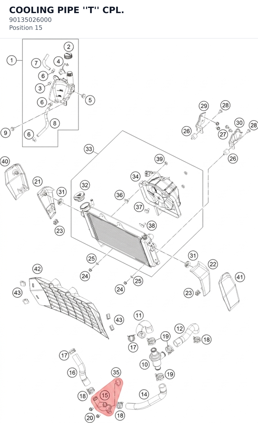 Diagram preview: COOLING PIPE ''T'' CPL. (90135026000)