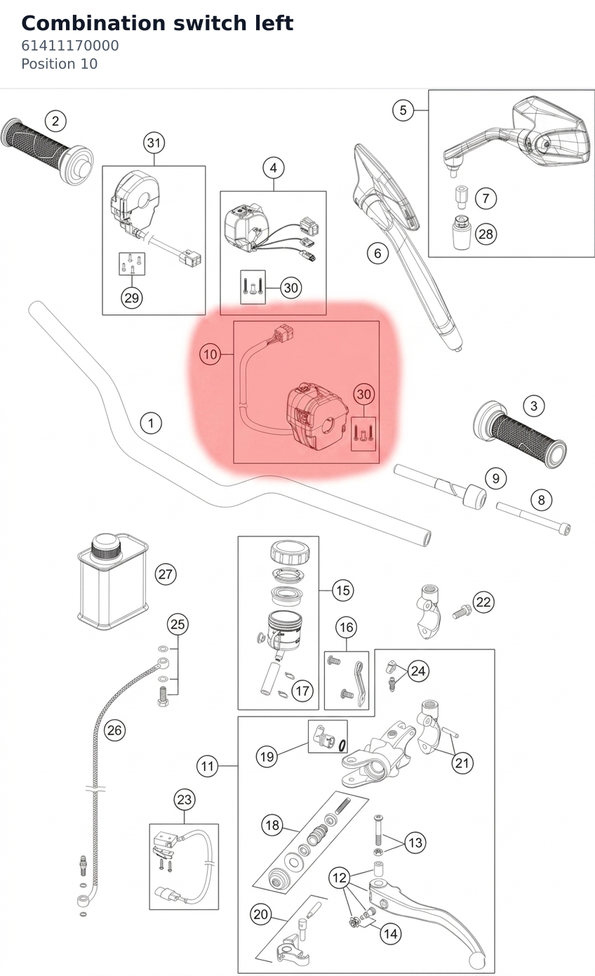 Diagram preview: Combination switch left (61411170000)