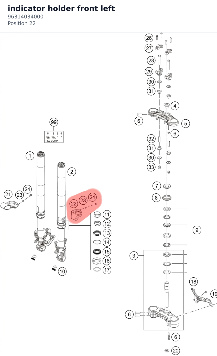 Diagram preview: indicator holder front left (96314034000)