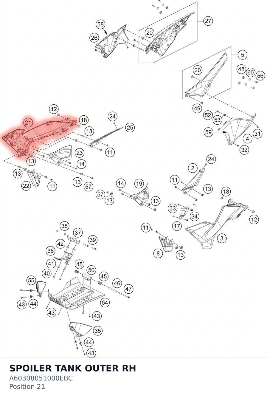 Diagram preview: SPOILER TANK OUTER RH (A60308051000EBC)