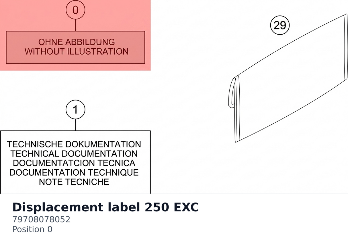Diagram preview: Displacement label 250 EXC (79708078052)