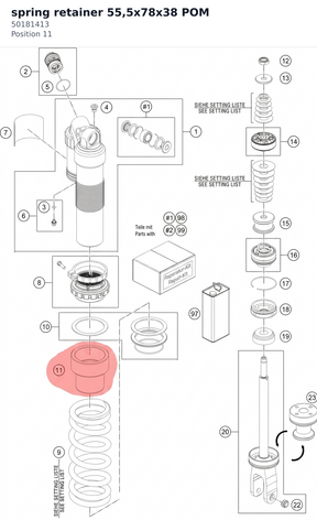 Diagram preview: spring retainer 55,5x78x38 POM (50181413)
