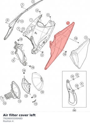 Diagram preview: Air filter cover left (79106005000ABD)
