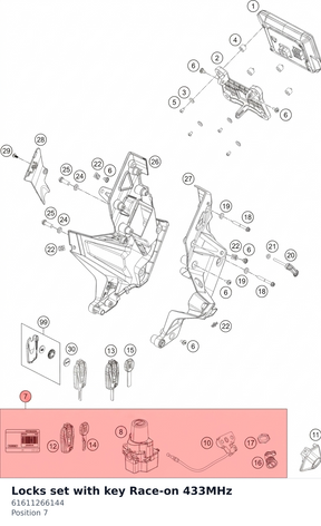 Diagram preview: Locks set with key Race-on 433MHz (61611266144)