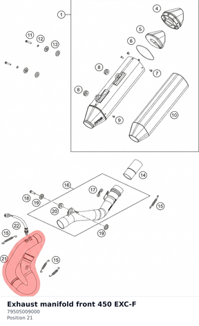 Diagram preview: Exhaust manifold front 450 EXC-F (79505009000)