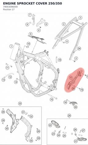 Diagram preview: ENGINE SPROCKET COVER 250/350 (79003096000)
