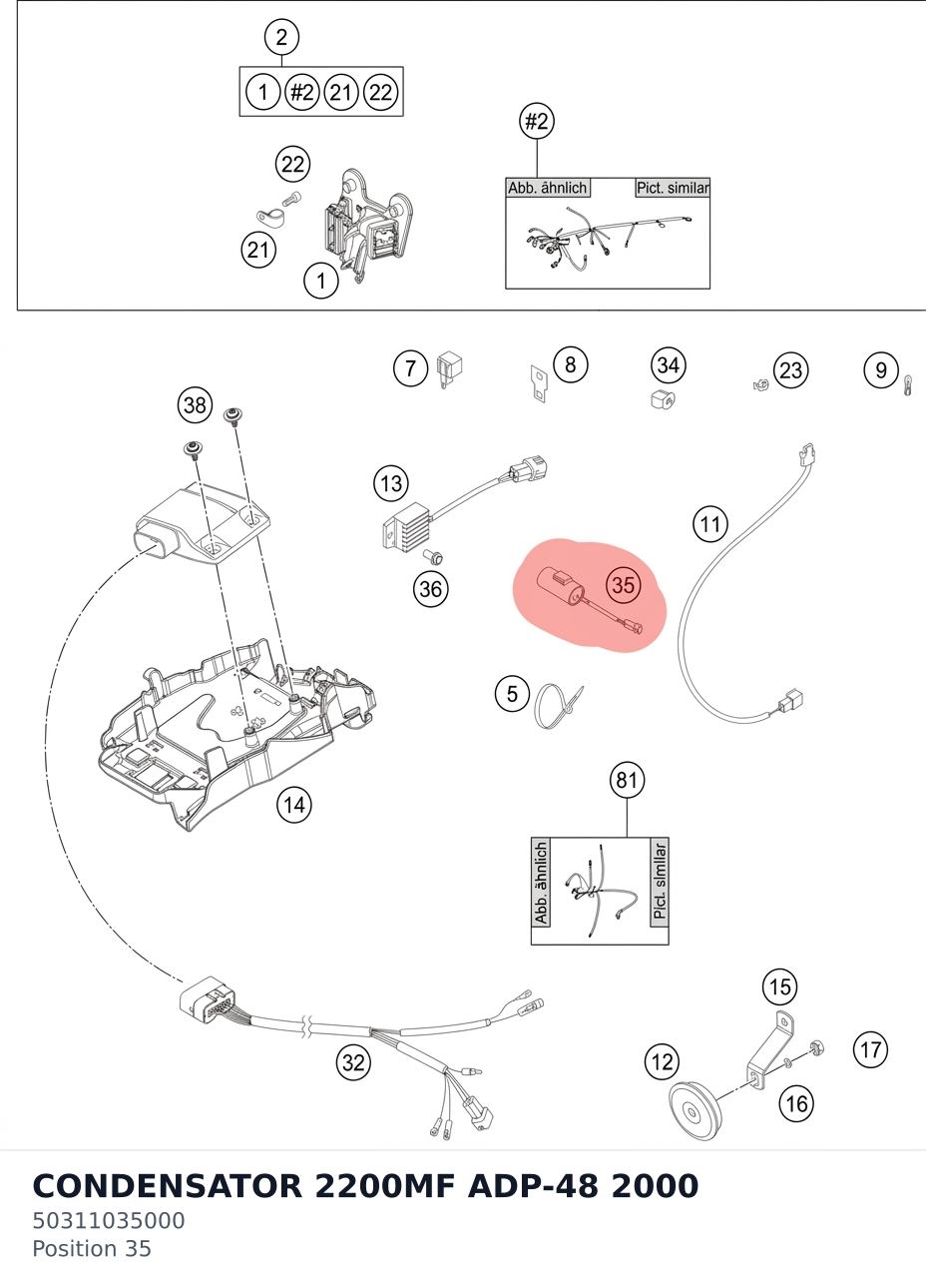 Diagram preview: CONDENSATOR 2200MF ADP-48 2000 (50311035000)