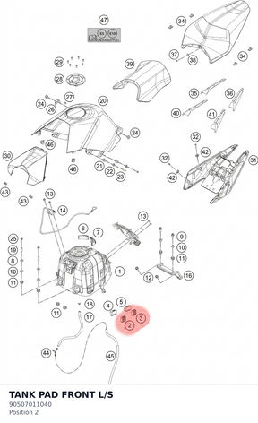 Diagram preview: TANK PAD FRONT L/S (90507011040)