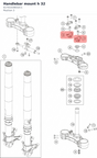Diagram preview: Handlebar mount h 32 (61701039032C1)