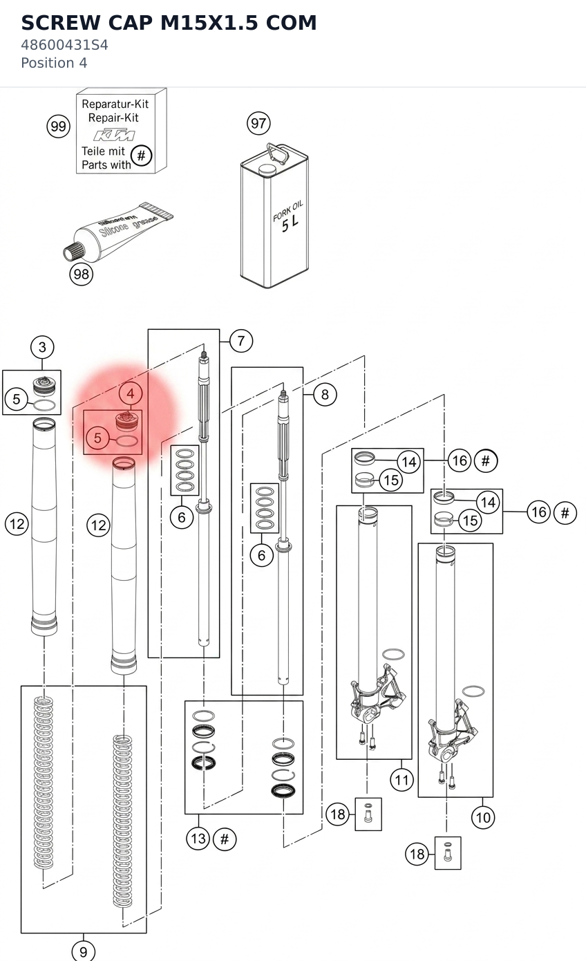 Diagram preview: SCREW CAP M15X1.5 COM (48600431S4)