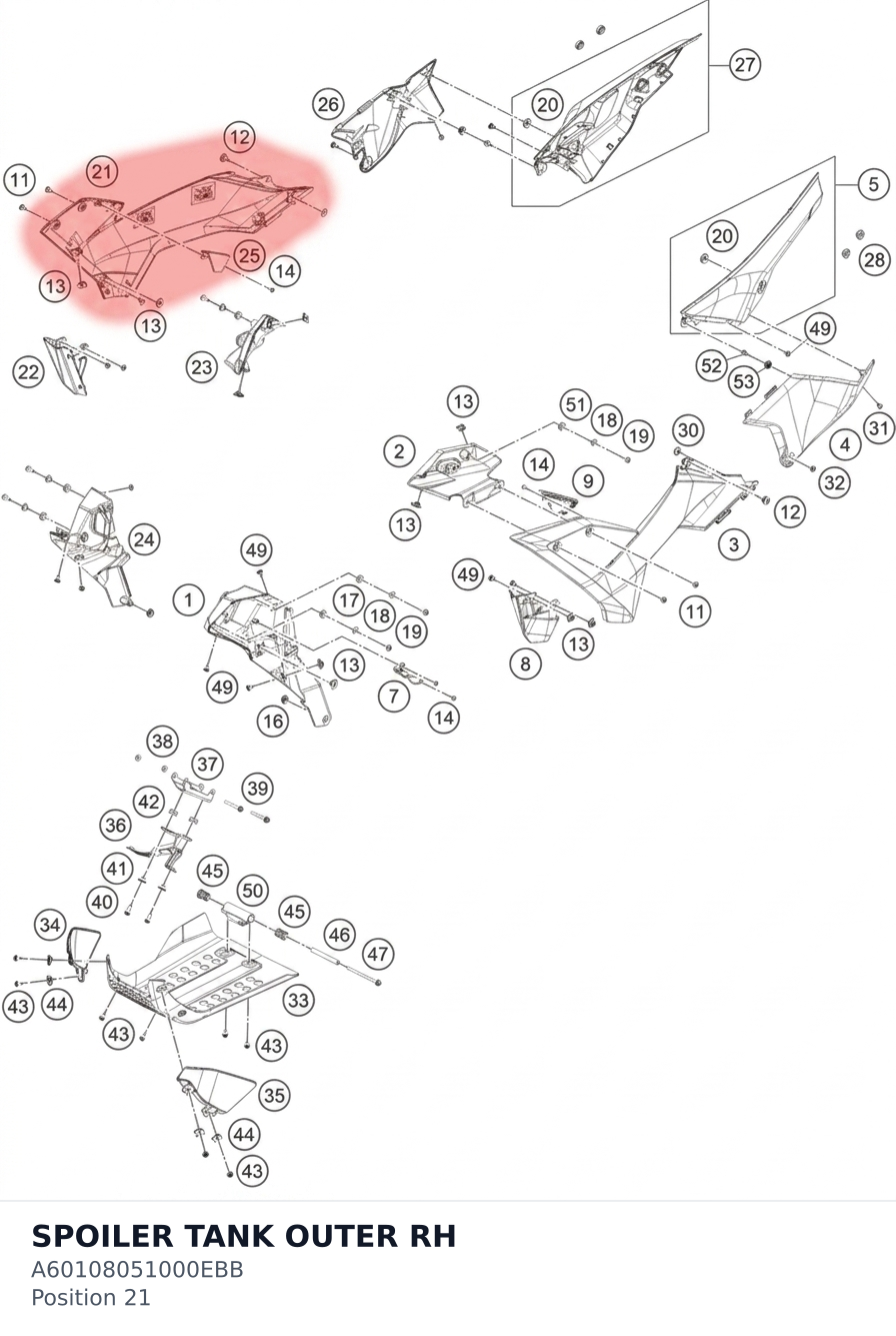 Diagram preview: SPOILER TANK OUTER RH (A60108051000EBB)