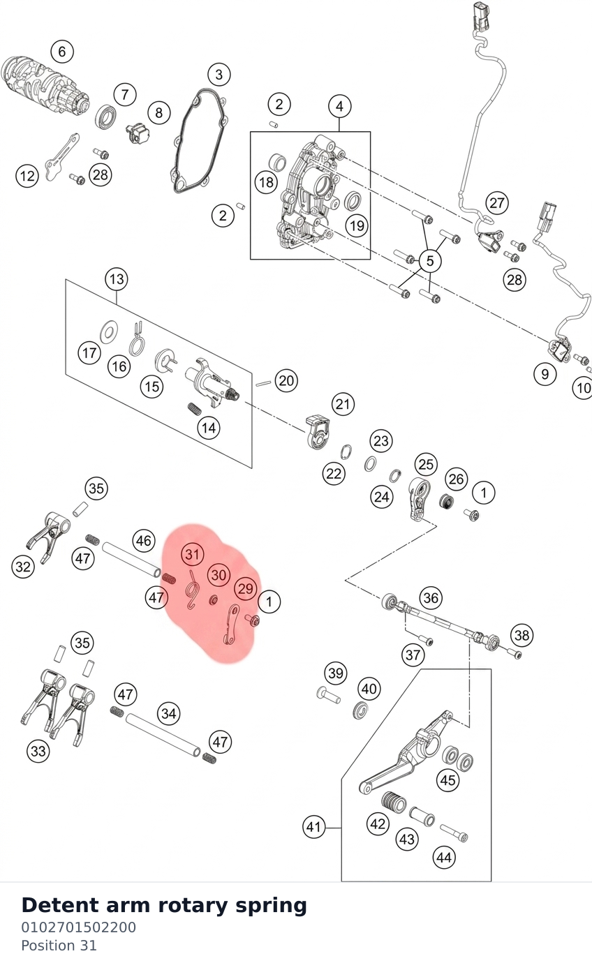 Diagram preview: Detent arm rotary spring (0102701502200)