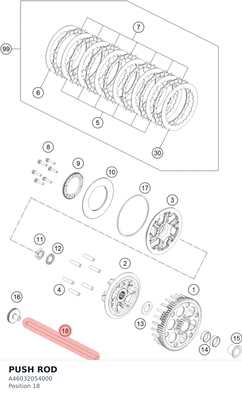 Diagram preview: PUSH ROD (A46032054000)